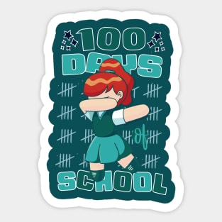 100 days of school featuring a dabbing Girl #1 Sticker